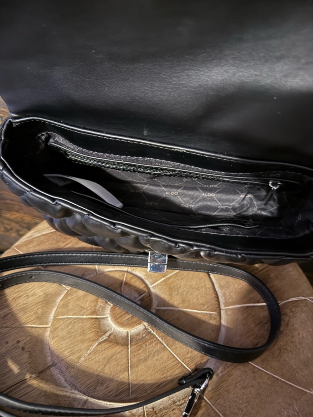 ALDO Black Quilted Top-Handle Shoulder Bag - Picture 3 of 3